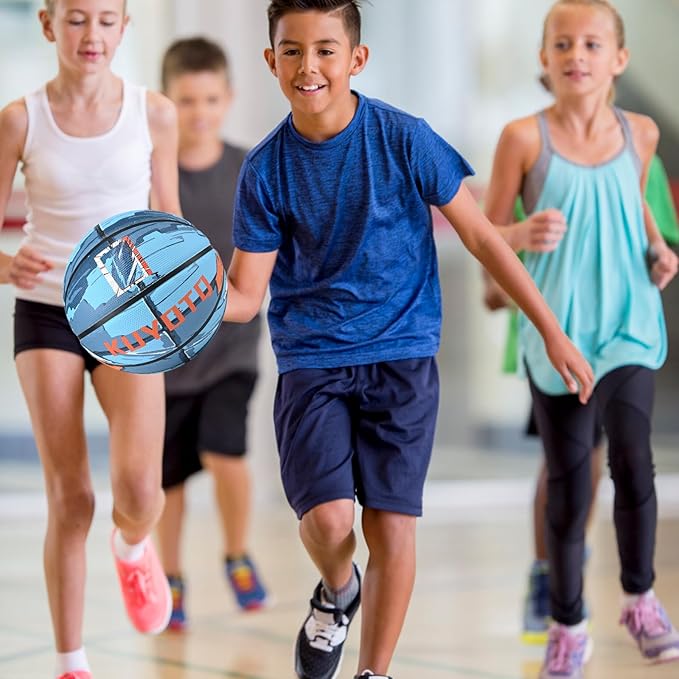 KUYOTQ Kids Youth Adult Size 3/4/5/6/7 (22/25.5/27.5/28.5/29.5") Basketball Premium Rubber or Faux Leather Basketball Indoor Outdoor Basketball for Boys Girls Womens Mens Basketball Gifts (Deflated)