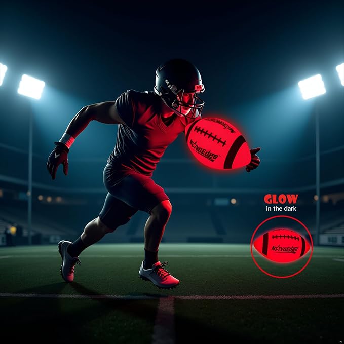 Glow in The Dark Football | LED Light Up Ball for Kids & Adults | Junior Size 6 | USB-C Rechargeable | Gift for Boys Girls Ages 6+ | Outdoor Night Games, Beach, Camping Fun