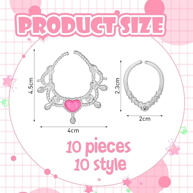 Sumind 20 Pieces Doll Accessory Jewelry Set 10 Necklaces and 10 Crowns Fashion Mini Dress up Jewelry for 11.5 Inch Doll