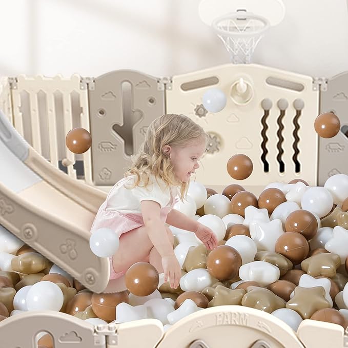 TRENDPLAY Star Ball Pit Balls for Toddlers -50 100 200 Count Star Balls Different Shapes, Non-Toxic Plastic Balls for Safe Play, Boys Girls Festival Party Decoration