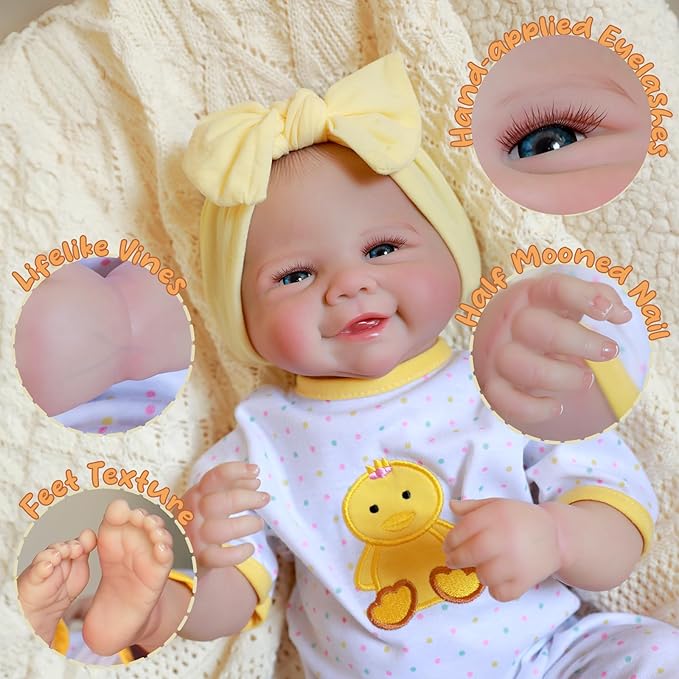 GYIPFIPA Reborn Baby Dolls, 18-Inch Cute Soft Realistic Newborn Baby Dolls Poseable Real Life Lifelike Baby Doll w/Doll Accessories for 3+ Year Old Girls