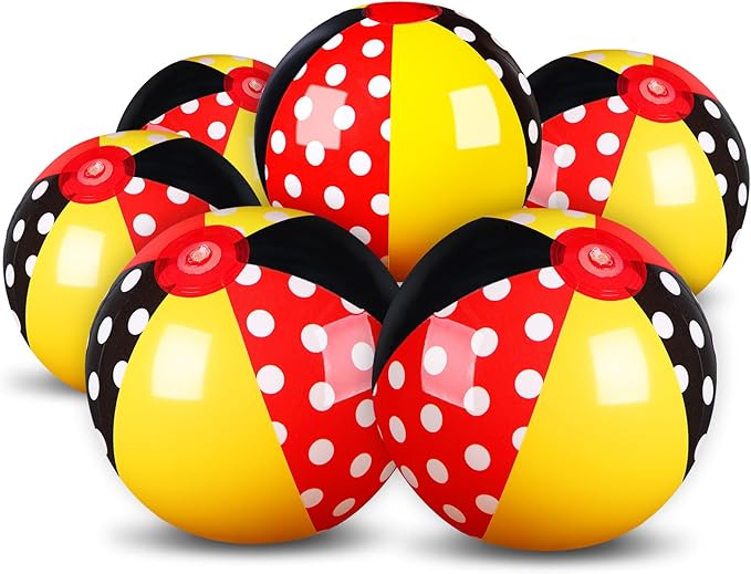 Leyndo 6 Pack Inflatable Beach Balls for Kid Party Favors for Birthday Summer Pool Novelty Water Beachball Game Toys for Boy Girl Gifts Class Party Decor (7.87")