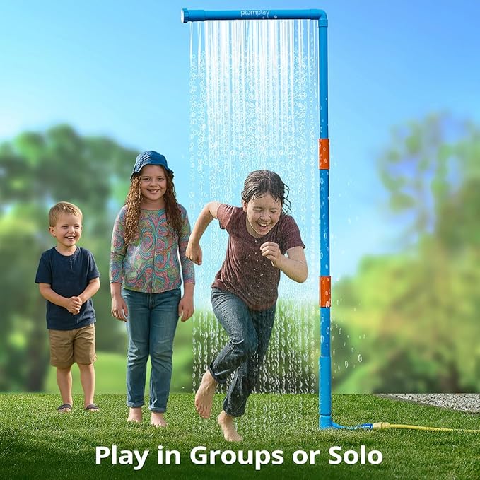 Plum Play Kids Outdoor Water Play Equipment - Rainfall Shower Toys for Kids, Toddler Outdoor Toys, Sturdy Backyard Water Activities, Summer Fun, Backyard Games for Kid, 3+ years and Up (Rain Wall)
