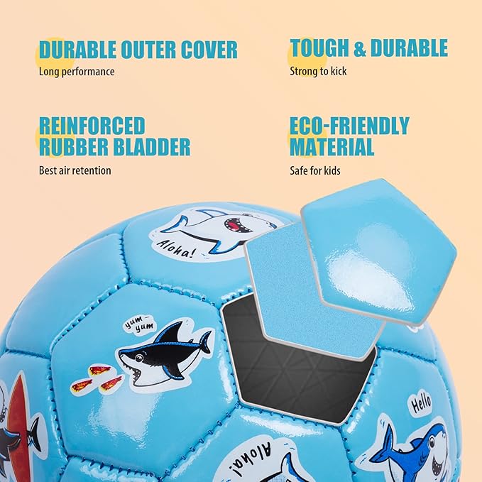 Toddler Soccer Ball Size 2 Size 3 - Small Soft Kids Ball 2 Pack for Ages 1-5 3-8 - Cartoon Sports Toy Boys Girls - Easter Basket Stuffers for Toddlers Kids - Soccer Gift for Indoor Outdoor Games