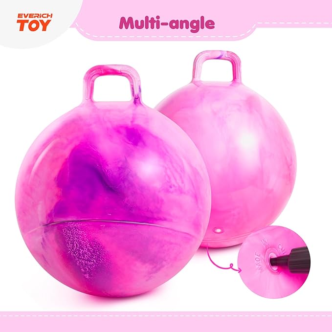 EVERICH TOY Hopper Ball for Kids, 20In Ride On Bouncy Balls with Handle, Purple Pink Clouds Girls Toys for Indoor Outdoor Active Play Toys Easter Basket Stuffers Girls Boys Gifts for 7 8 9 10 Yr Old