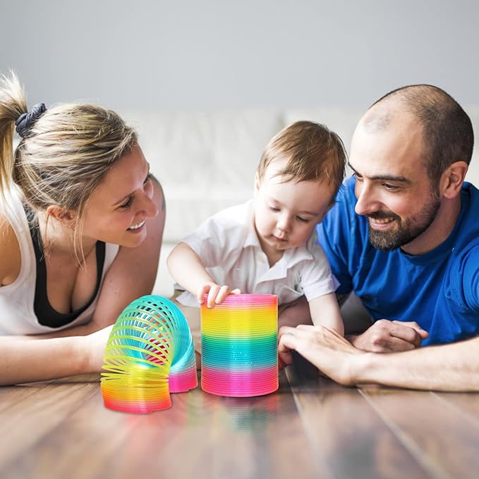 4.2 Inch Giant Sequin Color Rainbow Coil Spring Toy,Classic Magic Spring Decompression Toys,Stair Toys for Children