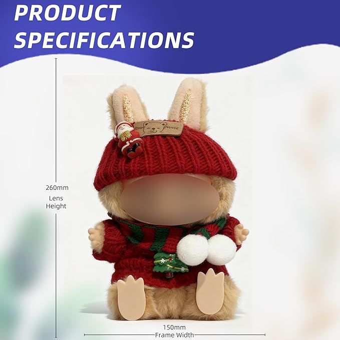 Doll Outfit 17cm (6.69in) or 15cm (5.91in) Dolls(NO Doll) for Labubu Clothes Outfit with Accessories Suit Christmas Cute Rabbit Stylish Dress Up Set for Labubu
