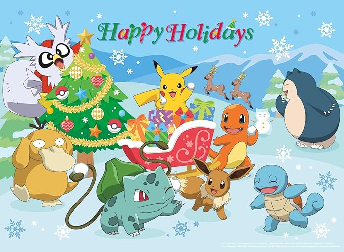 Buffalo Games – Pokémon - Happy Holidays - 100 Piece Christmas Jigsaw Puzzle - Festive Holiday Puzzles for Families – Precision-Cut Pieces, Winter Artwork, and Hours of Relaxing Fun
