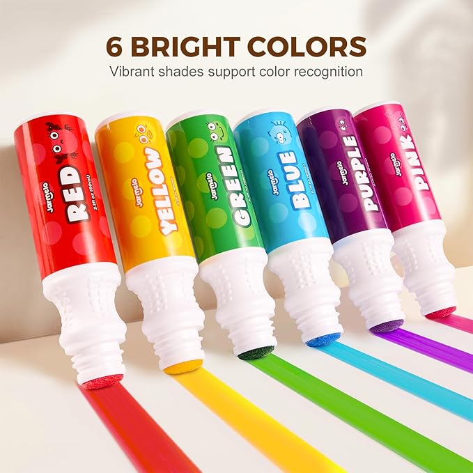 Jar Melo Washable Dot Markers for Toddlers, 6 Colors Dot Paints with 120 Printed PDF & 10 Activity Papers, Non-Toxic Bingo Markers for Kids Arts and Crafts Gifts