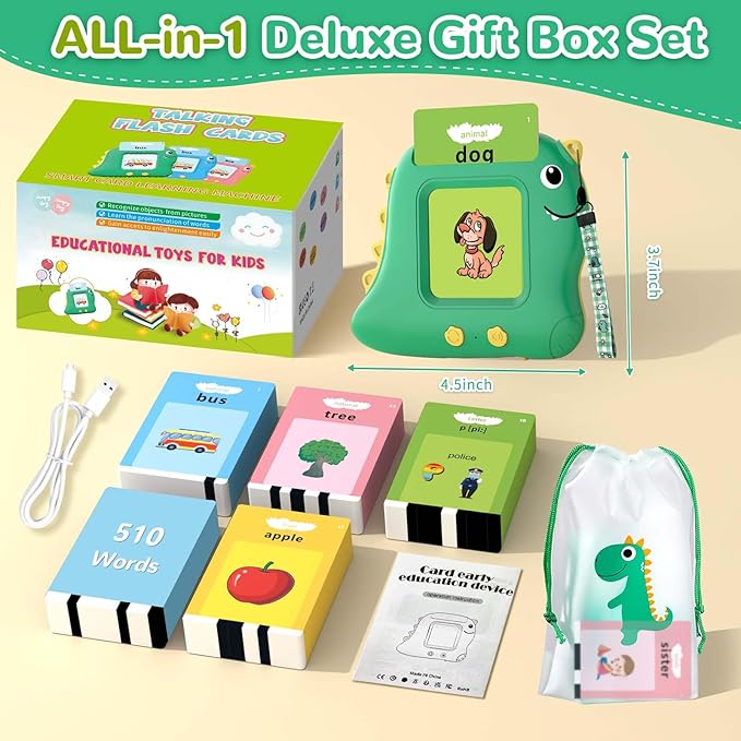 Alotwan Toddler Toys Talking Flash Cards with 510 Sight Words, Montessori Learning Toys for Toddler 1-3 2-4, Autism Sensory Speech Therapy for Boys Girls 2 3 4 5 6 Year Old Kids Gifts
