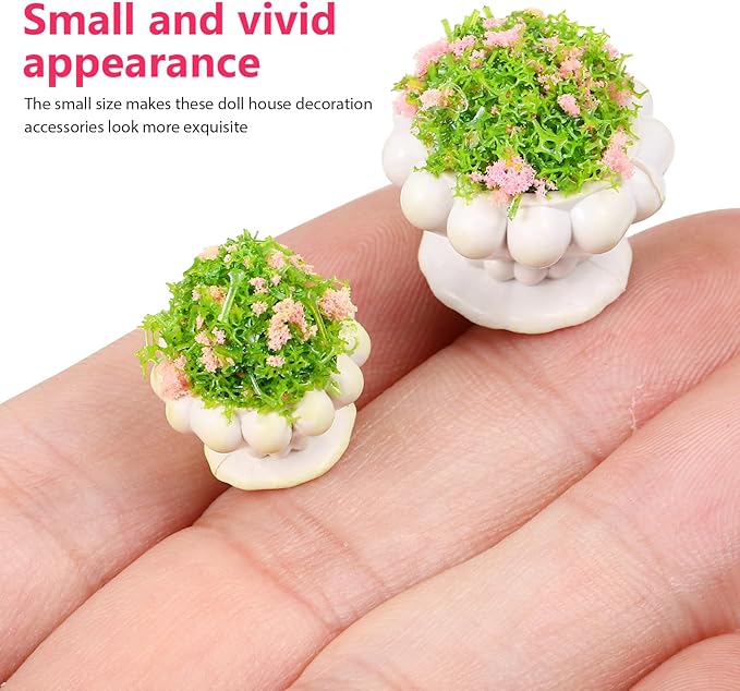 Ipetboom 13pcs Miniature Potted Plants - Dollhouse Accessories Mini Fake Greenery Ornaments Tiny Plant Models Doll House Decor Mini Flower Pots for Fairy Garden and Craft Decoration