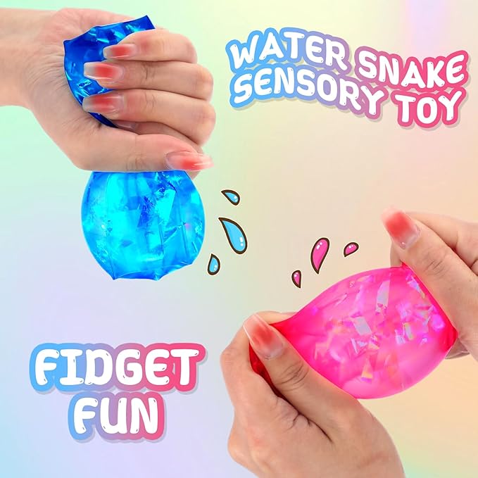 12 Pcs Water Wigglers Snake Toy Fidget Water Snake Trick Stress Toy Can't Hold Novelty Trick Slippery Tube for Home School Birthday Gifts, 4.33 x 1.57''(Lovely)