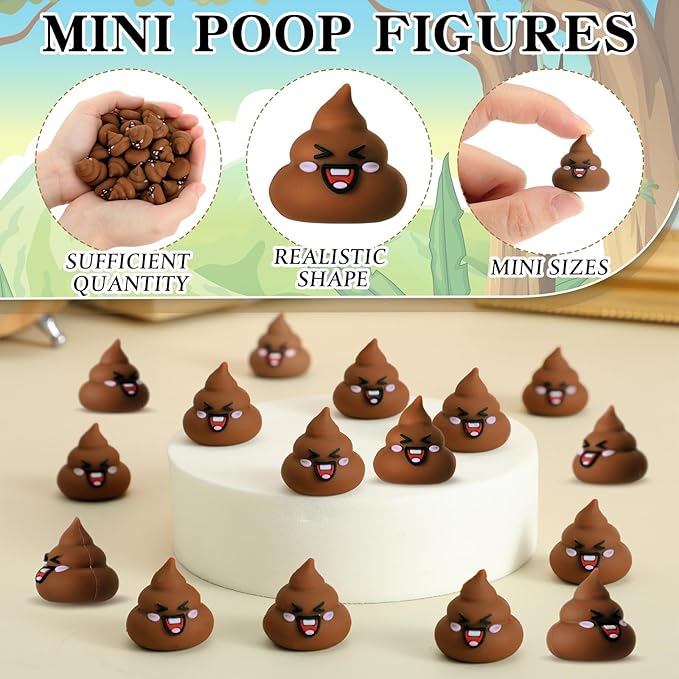30 Pcs Tiny Poop Figurine Mini Expression Poo Statue Small Fake Poo Figures Poop for Gift Bag and Halloween Egg Fillers Hide and Seek Props Party Supplies Gifts (Brown)