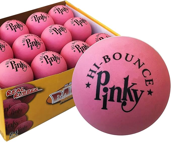 MAXFLO Premium Rubber Ball 24 Balls Pack Pinky Bouncy Ball Colorful Display Box and Balls Combo Party Supplies Real Solid Rubber High Bounce Pink Ball Wall Ball for Kids