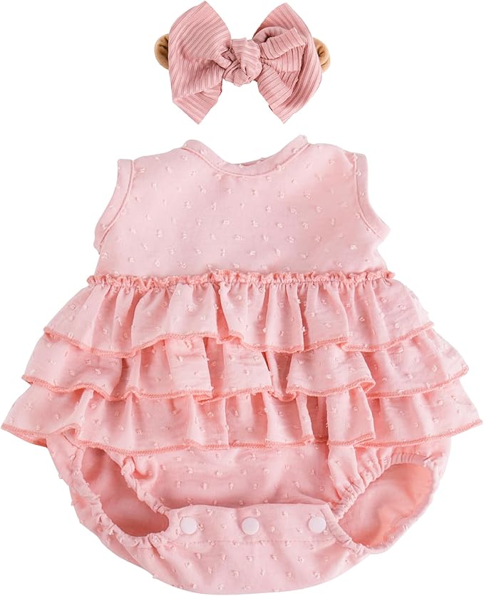 Aori Lifelike Baby Dolls Clothes 20 Inch Pink Dress Clothing Set for 17-20 in Realistic Newborn Dolls Girl