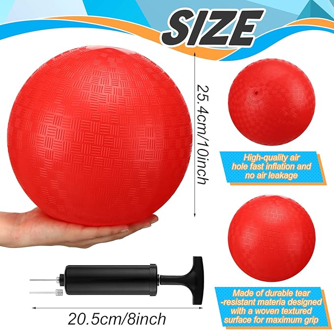 Poen 19 Pcs Sports Kickball Set Including 2 Pcs 10 Inch Playground Ball with Air Pump 5 Rubber Bases 10 Foul Marker Discs and a Flip Scoreboard for Adults Outdoor Backyard Game