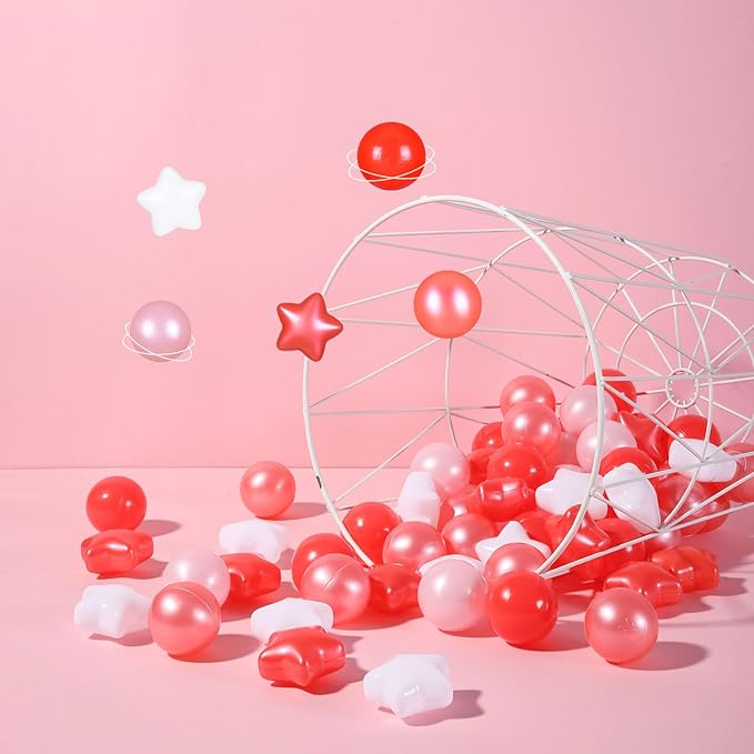 STARBOLO Star Ball Pit Balls for Toddlers- 500 Pieces Bulk Pack Crush Proof Plastic Toy Balls for Toddler Ball Pits, Ballpit Play Tent, Baby Pool Water Toys, Christmas Party Decoration, Photo Props