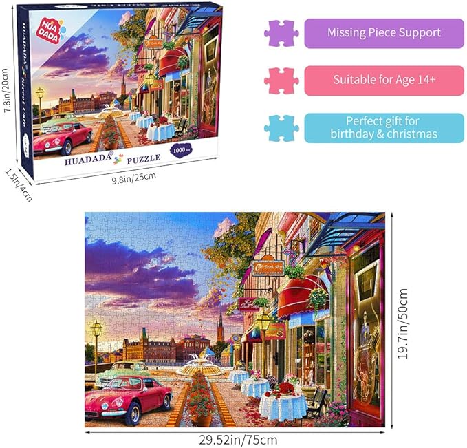 Jigsaw Puzzles for Adult 1000 Piece Puzzle for Adults Street Cafe Puzzle Home Decoration Puzzle