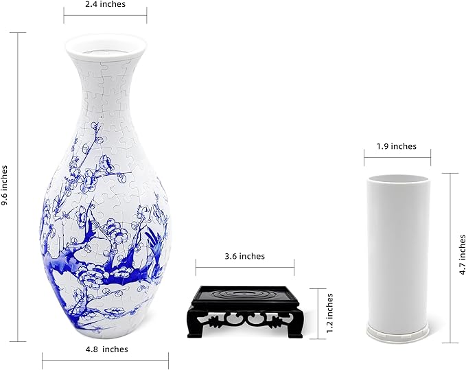 3D Puzzle Vase for Adults, 160 Piece Unique Flower Vase, Crafts for Adults, Home Decor Gift for Flower Arrangements (Plum Blossom)