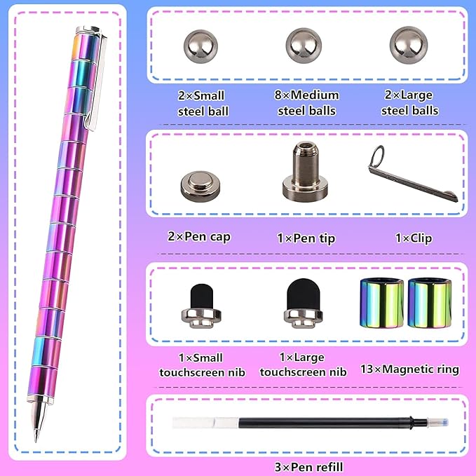 Magnetic Fidget Pen Teen Gifts - Valentines Day Gifts Easter Basket Stuffers For 13 14 15 16 17 18 Year Old Boys Girls,Cool Gadget Things Gel Pens Stress Relief Fidget Toy Office Desk Accessories