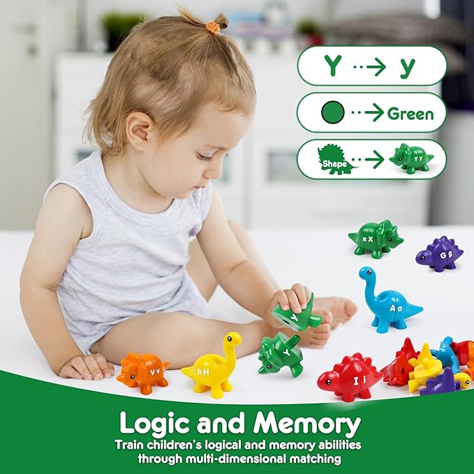 Dinosaur Toys for Kids 3-5,Alphabet Learning Toys,Montessori Preschool Educational Learning ABC Uppercase Lowercase Dino Puzzles Matching Games for Toddlers Boys Girls