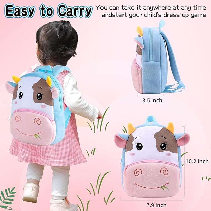 8 Pieces Reborn Baby Doll Clothes Pink Accessories Set with Backpack for 17-22 inch Reborn Doll Clothes Girl Kids Gift Set
