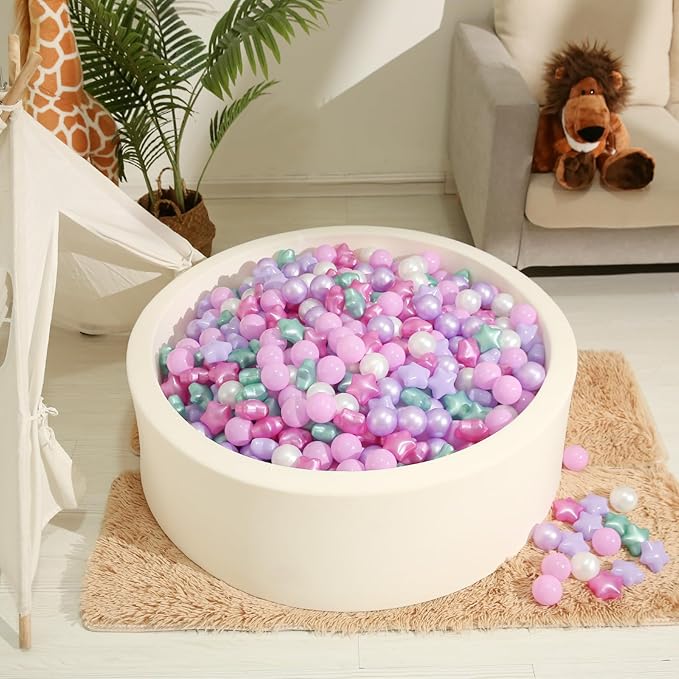 Realhaha Ball Pit Balls 50 100 200 500, Star Shapes for Babies Kids Playpen Plastic Balls for Babies Ball Pool Puppy Playballs