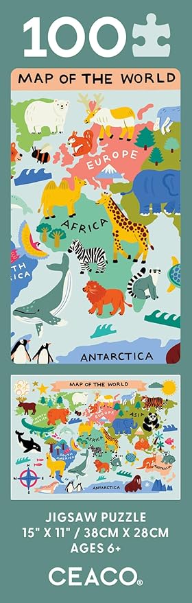 Ceaco - Animal Map - 100 Piece Jigsaw Puzzle