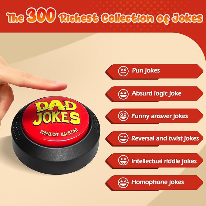 Dad Jokes Generator Button,Contains 300 Funny Dad Jokes,Best Fun Gifts For Dad/Father/Husband/Men,Suitable For Birthday Gifts/Father's Day/Christmas/White Elephant Day/Anniversaries,Make Dad Laugh!