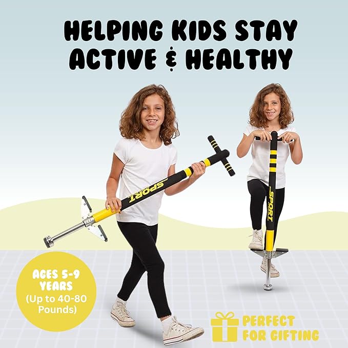 New Bounce Pogo Stick for Kids - Pogo Sticks, 40 to 80 Lbs - Sport Edition, Quality, Easy Grip, PogoStick for Hours of Wholesome Fun