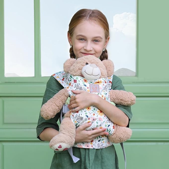 GAGAKU Baby Doll Carrier for Girls, Toddlers and Kids - Adjustable Straps, Reborn Accessories - Green (Pinecones)