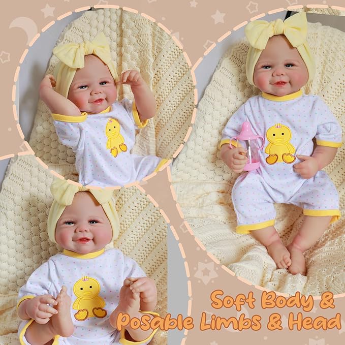 GYIPFIPA Reborn Baby Dolls, 18-Inch Cute Soft Realistic Newborn Baby Dolls Poseable Real Life Lifelike Baby Doll w/Doll Accessories for 3+ Year Old Girls