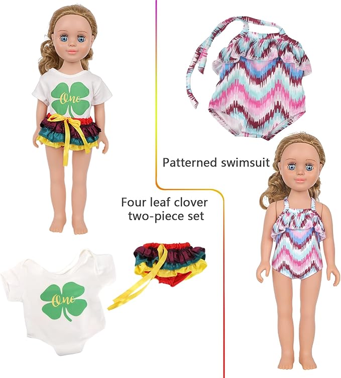 MSYO 10 Sets Doll Clothes for 17 - 18 Inch Dolls, 16 Pcs Fashion Outfits Variety Pack, Floral Dresses, Casual Wear & Pajamas, Girl Doll Dress - Up Set for Play & Gifting