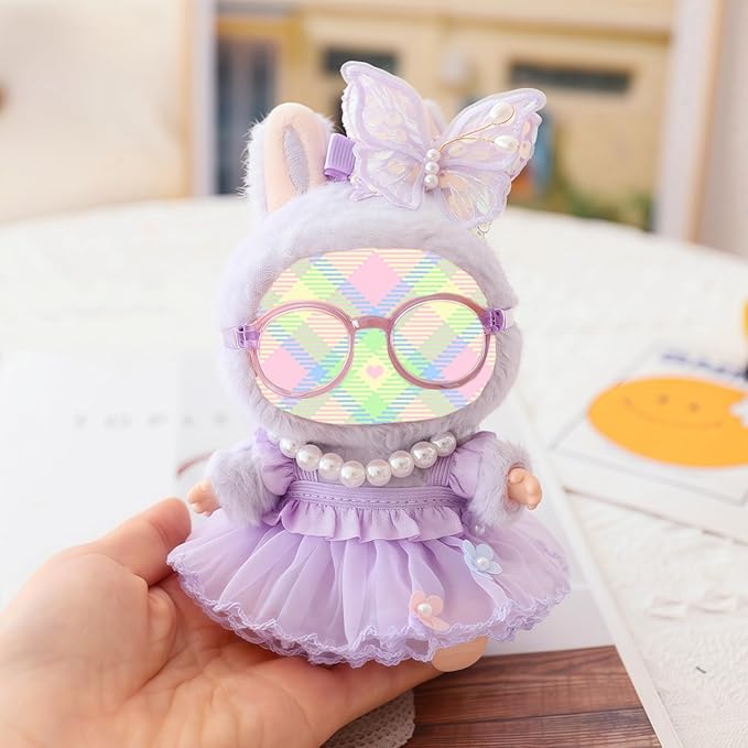Clothes for Lu bubu Dolls(No Doll) Accessories, Outfit Set 4 Pieces Gauze Dress for 17cm Doll , Romantic Skirt Doll Clothing Set Replacement Purple