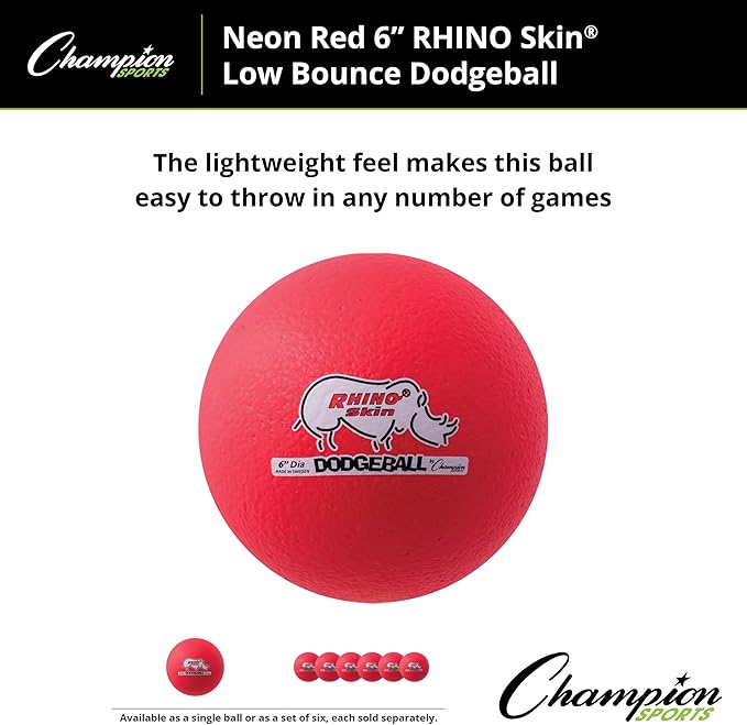 Champion Sports® Rhino Skin® Low Bounce Dodgeball Sets & Singles for Playground, PE, Backyard & League Games – Team Sports Equipment for Youth & Adults