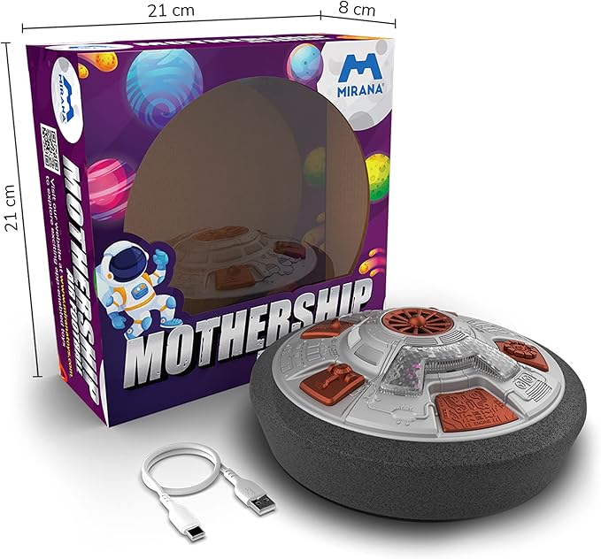 Mothership Hover Soccer Ball - Inbuilt Rechargeable Battery - Indoor Soccer Toys with LED Light (Moonshine Silver)