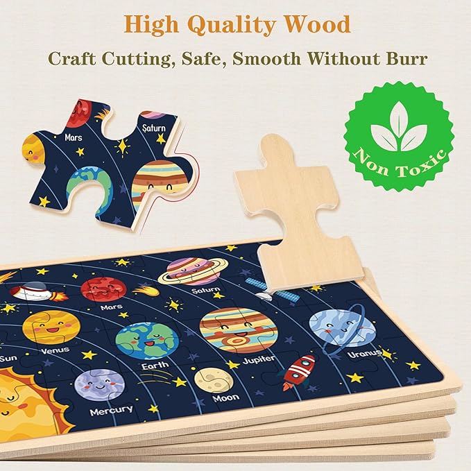 Puzzles for Kids Ages 4-6, 4 Packs 24 Piece Wooden Jigsaw Puzzles for Toddlers 5-8 Preschool Educational Puzzles Boards Toys Gifts for 4 5 6 7 8 Boys Girls