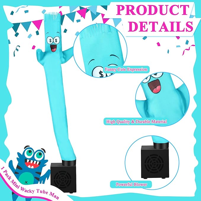 Poen Easter Gifts for Kids Mini Wacky Waving Inflatable Tube Guy with Blower Gag Toy Gift Inflatable Tube Man Birthday Desktop Decor Dancing Blow up Man for Office Party Decor(Miser)