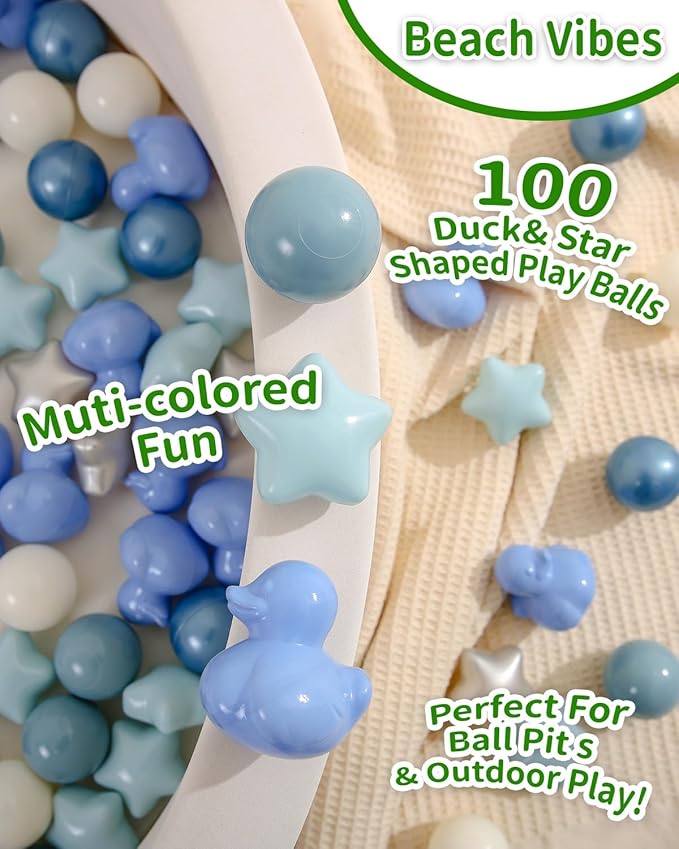 TRENDPLAY Ball Pit Balls Shapes Pastel, Duck Star Shape Non Toxic for Toddlers Kids Baby Girls Boys Dogs Soft Play,Party, 50 100 200