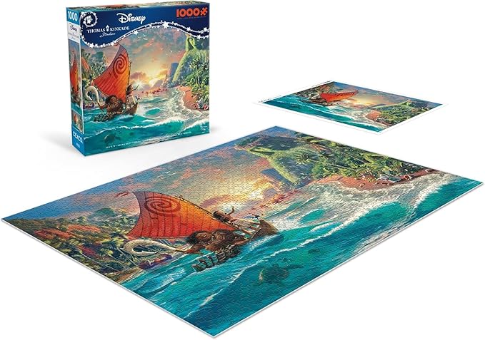 Ceaco - Thomas Kinkade Disney Dreams - Disney’s Moana - 1000 Piece Jigsaw Puzzle for Adults - Vibrant Thomas Kinkade Art - Premium Disney Puzzle for Collectors