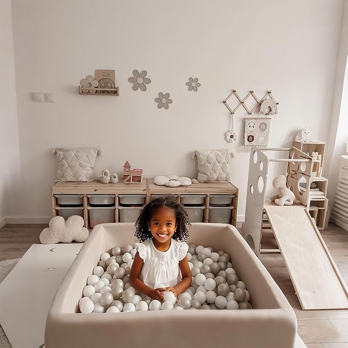 GOGOSO Ball Pit Balls for Toddler, Baby Plastic Playballs Kids Soft Pastel Pelotas Non-Toxic BPA-Free Gray+Pearl Gary+ White, 100 Balls