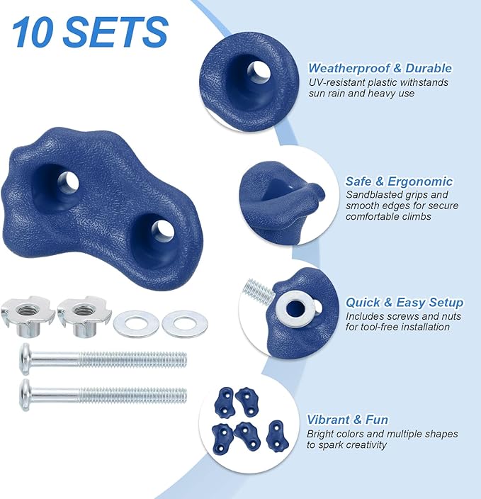 PATIKIL Climbing Rock Wall Grips Play Set Climber Attachments with Double Hole