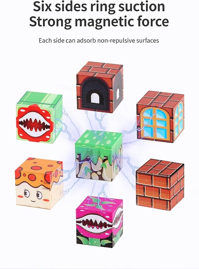 Magnetic Blocks - 80Pcs Building Cubes Adventure Game Set, Building Blocks STEM Sensory Creative Toys Games for Kids Boys & Girls