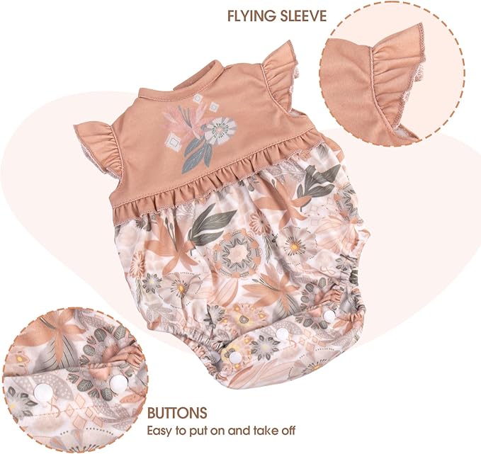 Aori Reborn Baby Dolls Clothes 20 inch Floral Printed Outfit Set for 17-20 Inch Reborn Doll Newborn Girl