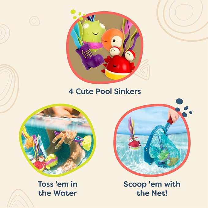 B. toys – Shark Scoop Diving Pool Playset with Finley & 4 Snacks – Encourages Active Play & Coordination – Easy Grip – Worry – Free Materials – Fun Summer Water Toy for Toddlers & 3+ Years