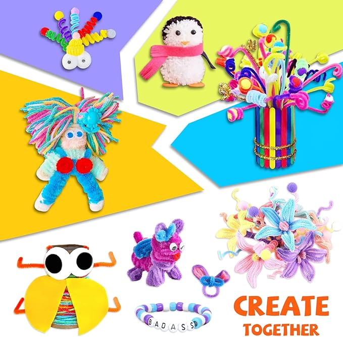 Fusihey Craft Supplies for Kids – Kids Craft Kit Box with 3000+ Pieces, Arts and Crafts Kit for Kids Ages 4‑8 & 8‑12, Storage Craft Box for Girls Boys, Bulk Art Materials Set Gift