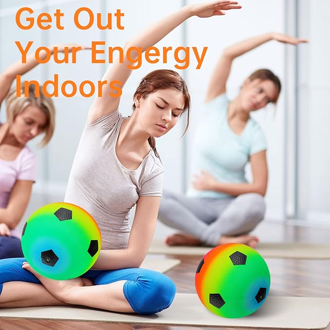 Visen 4Pcs Rainbow Playground Balls for Kids&Adults with 1 Hand Pump,8.5Inch Colorful Rubber Bouncy Balls,Inflatable Multi Colors Kick Balls Handball,Durable Indoor&Outdoor Play Toys