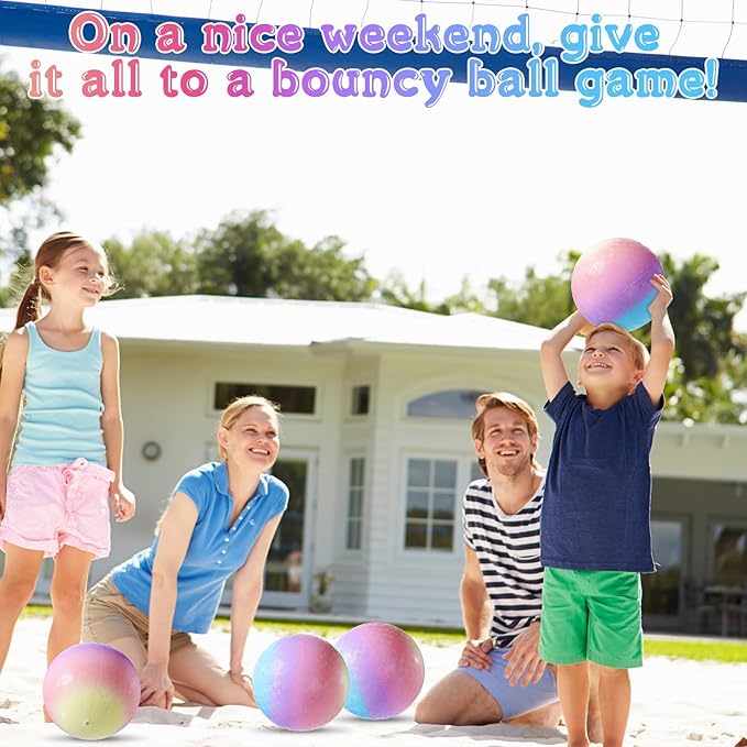 6 Pcs Macaron Playground Balls 8. 5 Inch Pastel Color Rubber Bouncy Balls for Kids Inflatable Colored Dodgeball Kickball Handball for School Backyard Beach Indoor Outdoor Games (Macaron)