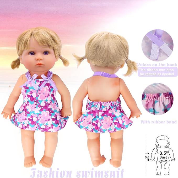 Alive Girl Baby Clothes - 6 Sets 12 Inch Baby Dolls Dress Accessories Include unicorrn Skirt Snow White Dresses Swimsuit Outfits, 12 Inch Doll Clothing for Girls Birthday Xmas Gift