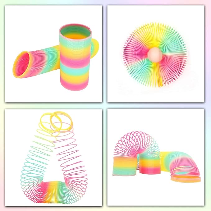 4.2 Inch Boxed Jumbo Rainbow Coil Spring Toy,Classic Giant Novel Magic Decompression Spring Toy,Great for Small Party Favor, Stocking Stuffers for Kids & Adults